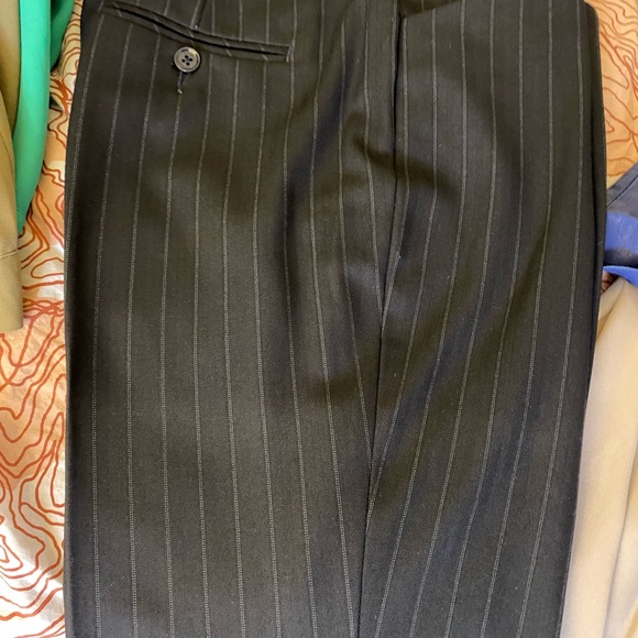 Navy Pinstripe Low Rise Supersoft Twill Bootcut Editor Pant - Picture 4 of 8